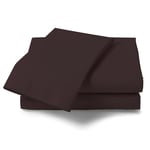 Drap Plat de qualité hôtelière en Percale de Polycoton Infroissable Super Doux Chocolat Taille King Size