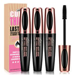 3 Pcs 4D Silk Fiber Lash Black Mascara, Longer & Thicker Lashes, Waterproof, Clump-Free, Long-Lasting, Smudge-proof, Hypoallergenic, All Day Luxurious Looking Lashes