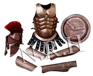 MEDIEVAL ROMAN KING LEONIDAS SPARTAN 300 MOVIE HELMET W/ RED PLUME +MUSCLE JACKET+SHIELD + LEG + ARM GUARDS 300 GREEK SPARTAN King Leonidas Gear of War Armor Shield leonidas helmet by NAUTICALMART