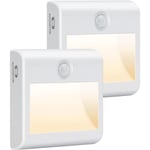 Jalleria - Veilleuse led Pile [Lot de 2], avec Détecteur Mouvement, auto/on/off, Enfant 4000K Blanc Natural, Lampe Placard Adhésive pour Couloir,