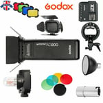 UK Godox 2.4 TTL HSS AD200 Flash+S-Type Bracket+BD-07 Barn Door+X2T-S For Sony