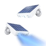 Solar Lights Outdoor, [2 kpl] Solar Lights Outdoor Motion Sensor, 360° Solar Spotlight Outdoor [1200mAh] Vedenpitävä aurinkolamppu Outdoor Garden (valkoinen) [Energialuokka A+++]