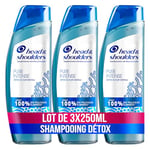 Head & Shoulders Pure Intense Détox Du Cuir Chevelu Shampooing Antipelliculaire 3x250 ml, Aux Minéraux Marins, Pour Cuir Chevelu Gras, Jusqu’à 100 % des pellicules éliminées