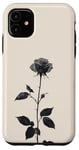 Coque pour iPhone 11 Rose Minimalisme Dessin à l'encre Art floral Esthétique