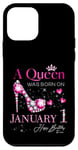 Coque pour iPhone 12 mini A Queen Was Born on Janvier 1, 1er Janvier Anniversaire