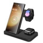 3in1 Wireless Charger Dock Station For Samsung Galaxy S24 Note20 Watch 7 Earbuds