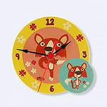 Dida - Horloge de Table en Bois Enfant – Renards – Horloge Murale et de Table pour la Chambre des Enfants avec Les Animaux de la forêt
