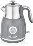 Swan Grey Kettle Temperature Dial Kitchen Silver Accents Retro SK31040GRN