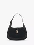 Pre-loved GUCCI Jackie Small Leather Trimmed Coated Canvas Shoulder Bag, Black