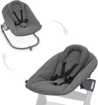 Chaise Haute Transat Et Balancelle 2 En 1 Newborn Premium Pour Chaise Haute Alpha Et Beta-Réducteur Pour Nouveau-Né,Harnais 5 Points,Dossier Réglable,Coton-Dark Grey