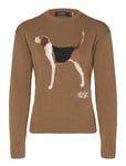 Lauren Ralph Lauren Intarsia-Knit Beagle Cotton Sweater Khaki Green