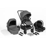 babyGO Barnvagn 3in1grey grey/black ram