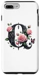 Coque pour iPhone 7 Plus/8 Plus Letter Q Initial Floral Monogram Rose Pink Flower Butterfly