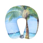 Plage en Forme de U Oreiller Nano-Particules Neck Support Têtière santé Pad Avion Vol en Mousse de Particules Voyage Oreiller (Color : 1)