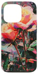 Coque pour iPhone 13 Pro Y2k Rose pixelisée Glitch Art Rose Art Floral