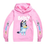 Bingo Bluey Cartoon Print Huvtröjor Barn Pojkar Flickor Casual Hoody Sweatshirt Jumper Huvtröja Toppar Pink 7-8 Years