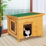 Idmarket - Maison pour chat niche en bois avec porte basculante à lamelles