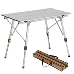 WOLTU CPT8129sb Table de Camping Pliante Pliable en Aluminum Table de randonnée Voyage Réglable en Hauteur 90x52.2X (45-72) cm