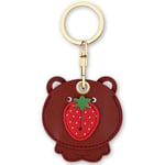 AXFEE Airtag Porte Clé, Mignon PU Étuis pour Apple AirTag, Portable Key Finder pour Clés Enfants Animaux de Compagnie, [ Porte- Clés Contrôle d'Accès] (Airtag Non Inclus) (Ours Fraise)