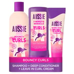 Aussie Curls Shampoo and Conditioner Set with Leave In Conditioner Curl Cream, C