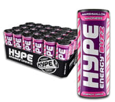 Hype Energy BUZZ MarshMallow Madness Energy Drink - 24x250ml | Caffeine Content, Taurine & 5 x B-Vitamins | Vegan, Gluten Free | Power Up & Fuel Your Day with berrylicious marshmallow