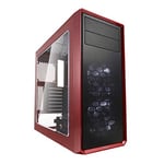 Fractal Design Focus G - Mid Tower Computer Case - ATX - High Airflow - 2x Fractal Design Silent LL Series 120mm White LED Fans Included - USB 3.0 - Window Side Panel - Red