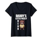 Womens Rizz Bear Daddy's Little Rizzly Bear Funny Rizz Saying V-Neck T-Shirt