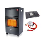 Geepas Portable Gas Heater 4.2KW | Electric & Piezoelectric Ignition, LPG/Butane/Propane Gas Heater with Wheels, Regulator & Hose | Energy Efficient Space Heater With Low Running Cost, Black