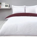Sleepdown Mini Polka Dots Wine White Reversible Easy Care Duvet Cover Quilt Bedding Set with Pillowcases - Super King (220cm x 260cm)