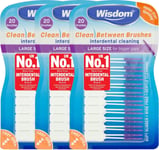 Wisdom Clean Between Interdental Large Purple Brushes - Pack of 3, Total 60 