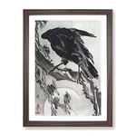 Crow & The Moon By Kawanabe Kyosai Asian Japanese Framed Wall Art Print, Ready to Hang Picture for Living Room Bedroom Home Office Décor, Walnut A2 (64 x 46 cm)