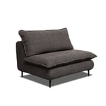 Fauteuil lit convertible express LISBONNE 70cm sommier à lattes matelas 13cm tissu tweed anthracite chiné