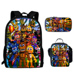 Five Nights at Freddy's Casual Backpack Personality Printed Backpack 3 Pieces Sets Sports Backpacks + Messenger Bags + Pencil Bag Unisex (Color : A01, Size : 29 X 16 X 42cm)