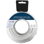 PRENDELUZ Enrouleur de tuyau tubulaire de 5 m, câble en bobine blanche, câble coaxial/parallèle/telf - audio, section de câble 3 x 1,5 mm