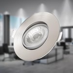 lot de 3 spots à encastrer IP23 ultraplats 24mm, orientables, Ø90mm, nickel mat, éclairage plafond encastrable, platines LED 5W, 460Lm, blanc chaud 3000K