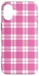 iPhone 16 Plus Pink Checkered Plaid Flannel Gingham Pattern Checker Rustic Case