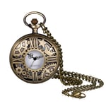 JewelryWe Montre Gousset Homme Steampunk Rétro Bronze：Montre de Poche à Quartz Vintage Chiffres Romains-Décoration d'Engrenages,Collier Montre Fantaisie pour Déguisement-Costume,Cadeau Homme