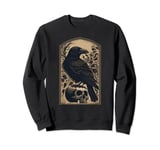 Black Crow Raven Skull Viking Norse Occult Gothic Sweatshirt