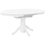 Table Salle à Manger Extensible avec Pied Central Vintage 106/150 x 106 cm en Bois Blanc Akron