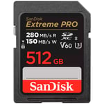 SanDisk Extreme Pro SDXC 512GB V60 280MB/s UHS-II -minneskort