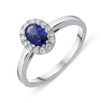18ct White Gold 0.55ct Sapphire Diamond Halo Ring