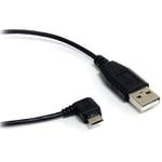 StarTech.com 3 ft / 91cm Micro USB Cable - A to Right Angle Micro B - USB Type A - 90 Degree Micro-USB Type B (M) - Black (UUSBHAUB3RA)