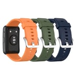 (3-Pack) Chofit Straps Compatible with Huawei Watch Fit Strap, Soft Silicone Sport Replacement Colourful Band Wristband for Huawei Watch Fit Smartwatch for Women Men (Orange+Dark Green+Blue)
