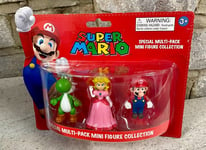 SUPER MARIO - Mario 3 Mini Figures Kids Toy Collectible Yoshi Princess & Mario