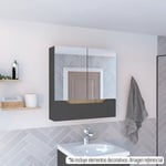 Tuhome Concept - Armoire de salle de bain Laurent, avec miroir 62 cm h x 60 cm l x 15 cm p. Lead / Dune