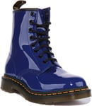 Dr Martens Patent Womens Leather Ankle Womens Boots In Blue UK 3 - 8