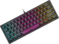 MINI 60% CLAVIER DE JEU, CÂBLÉ USB GAMING KEYBOARD, CONFIGURATION COMPACT 62 TOUCHES, ULTRA-LIGHT PORTABLE,QWERTY, RÉTROÉCLAIRÉ RGB CLAVIER SEMI-MÉCANIQUE À MEMBRANE POUR PC, MAC, [CLA170789]