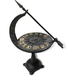 Cadran Solaire en Fer Forgé - Horloge Solaire au Design antique - Décoration Extérieur de Jardin - Chiffres Romains - 32 x ø 15 cm