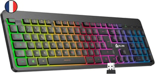 Light V2 Clavier Sans Fil Azerty+Nouveauté 2024+Fin,Discret,Waterproof,Silencieux+Clavier Gamer Rétroéclairé Pour Pc Mac Ps4 Ps5+Batterie Intégrée Longue Durée