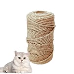 Corde en sisal pour Arbre à Chat de 6 mm(50 mètres) - Corde en Chanvre Naturelle - Convient pour la décoration de Jardin - Accessoires pour Chat - Jouet à Griffes abrasives en Fibre Naturelle